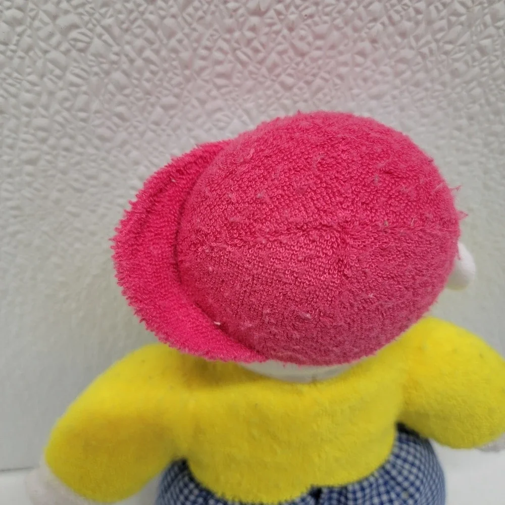 Terrycloth Boy Baby Doll Freckles Plush Rattle Yellow Pink Hat Blue Overalls